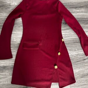 Chic Burgundy Dress with Gold Accents